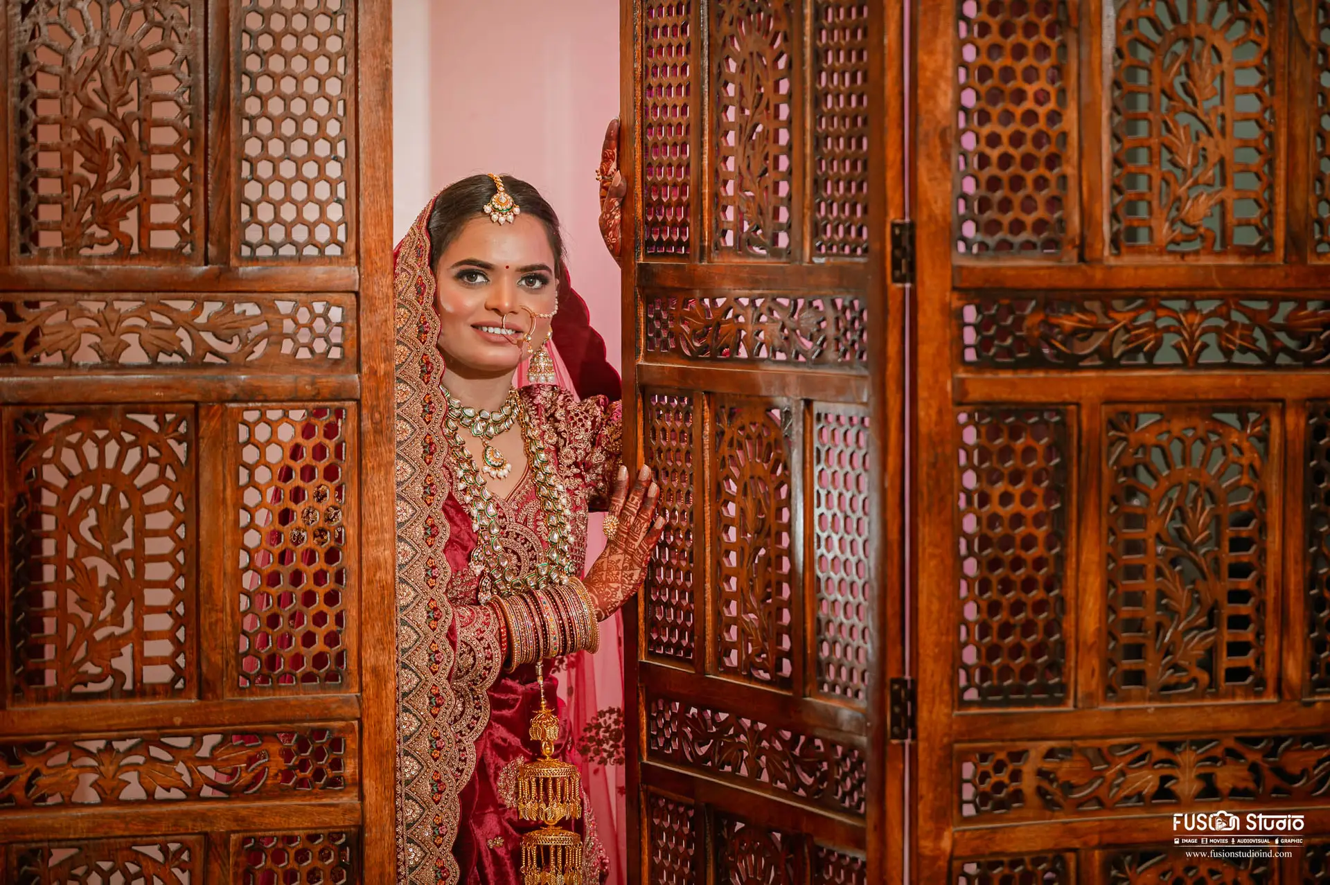 Elegant bride in traditional attire.